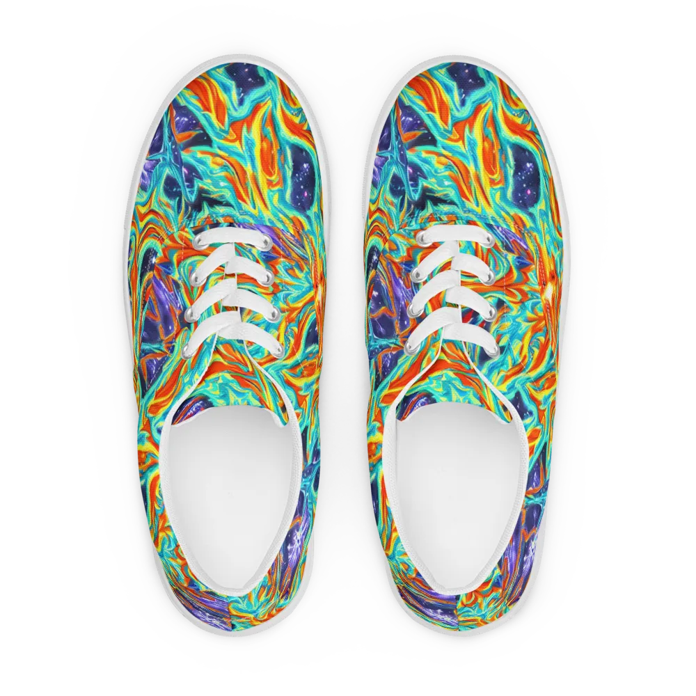 Ultramarine Ember on Men's Lace-Up Canvas Shoes — Front
