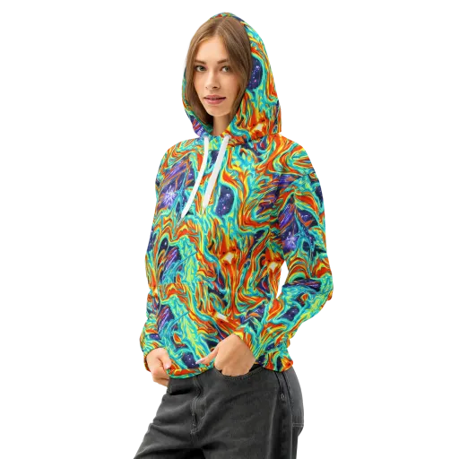 Ultramarine Ember on a Cotton Hoodie