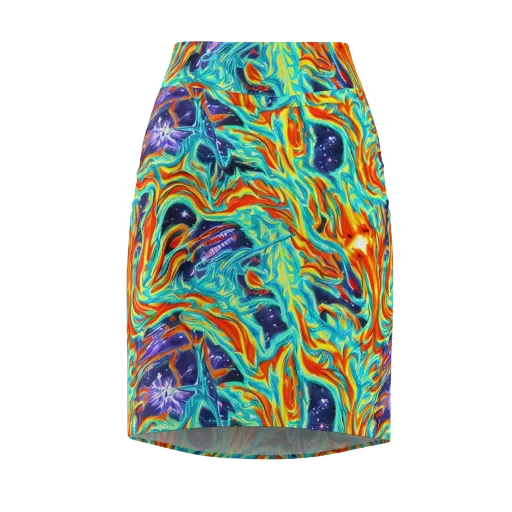 Ultramarine Ember on a Pencil Skirt