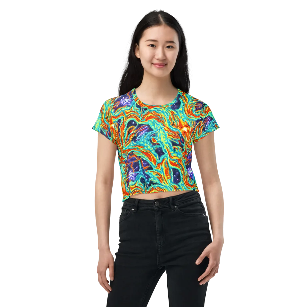 Ultramarine Ember on Crop Tee — Front