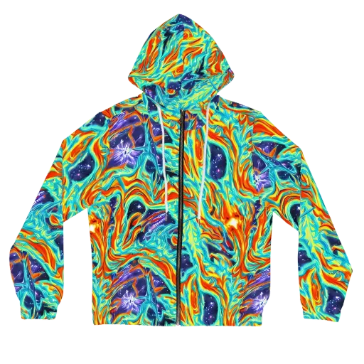 Ultramarine Ember on a Women's Full-Zip Hoodie