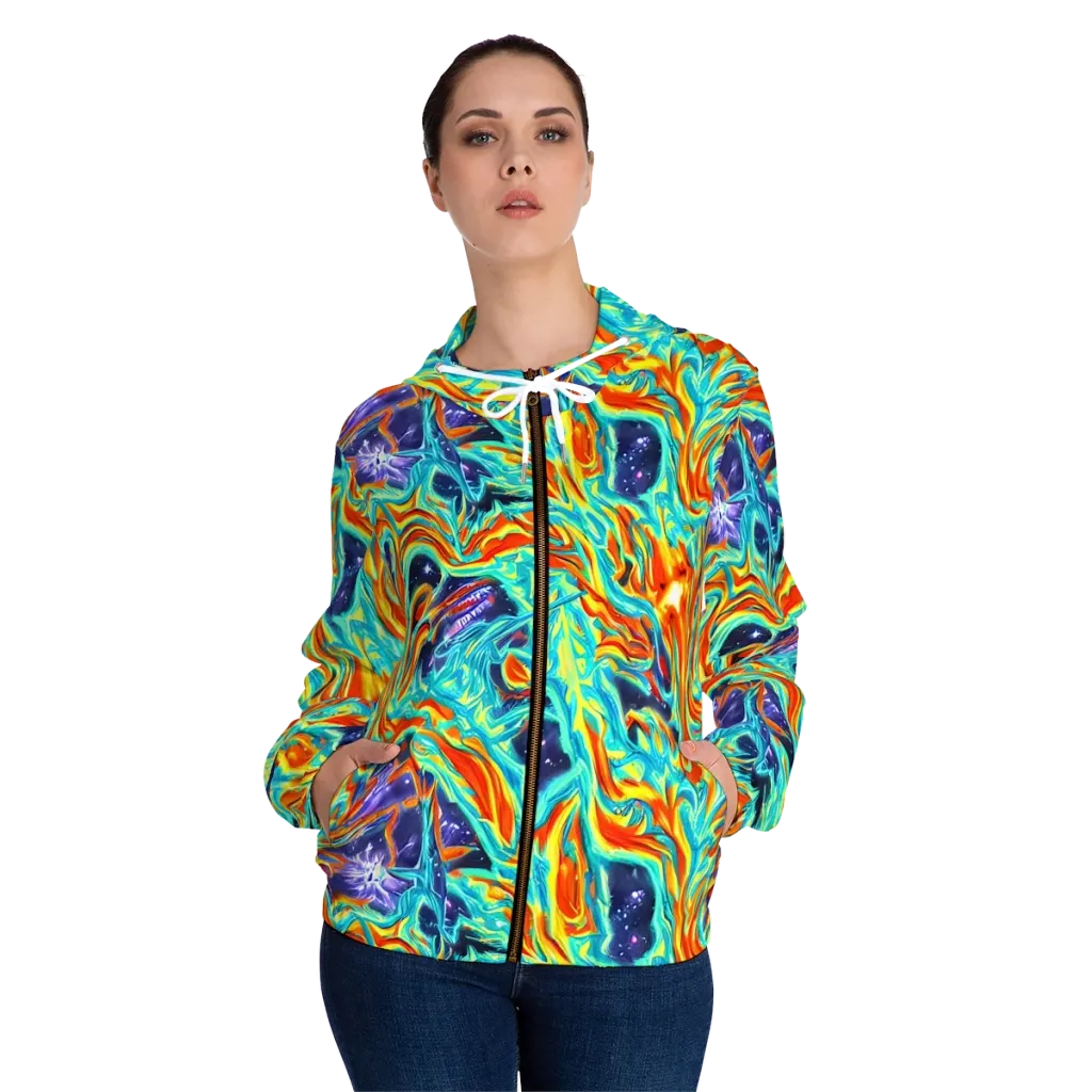 Ultramarine Ember on Women's Full-Zip Hoodie — Front On Person