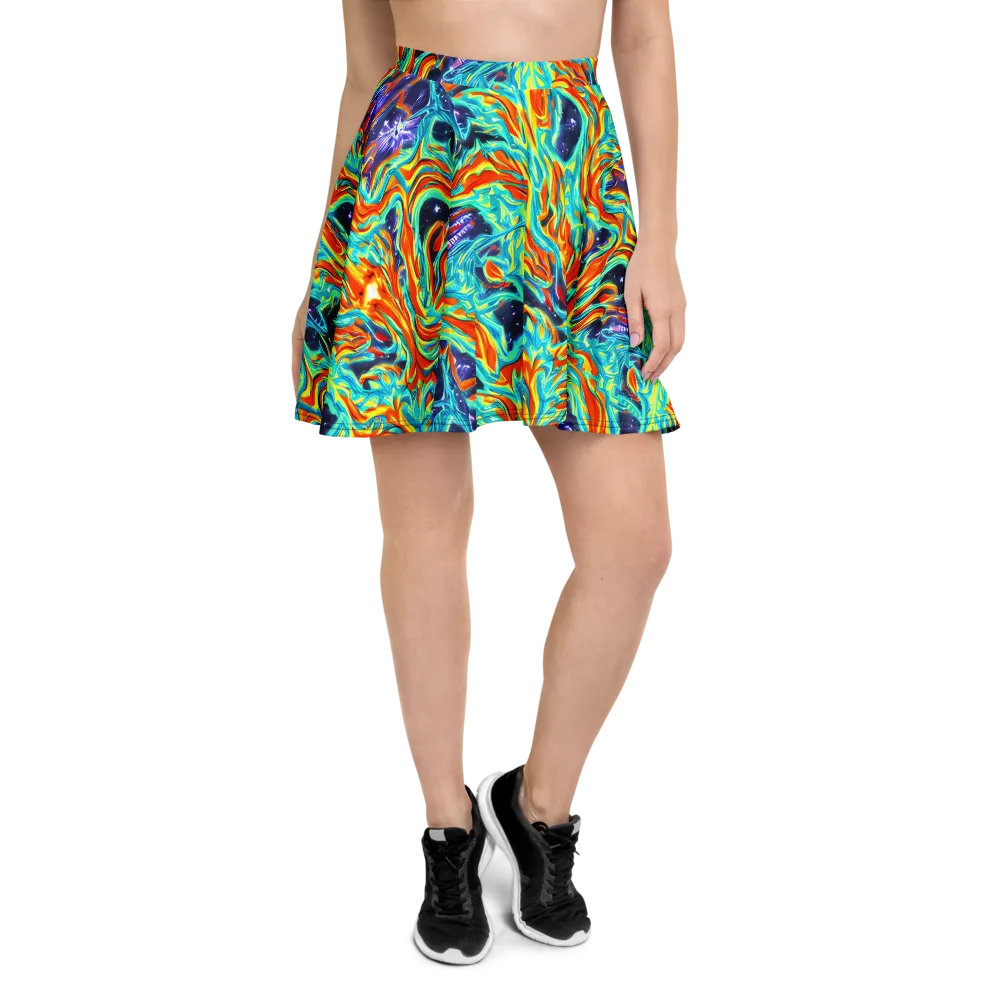 Ultramarine Ember on Skater Skirt — Front