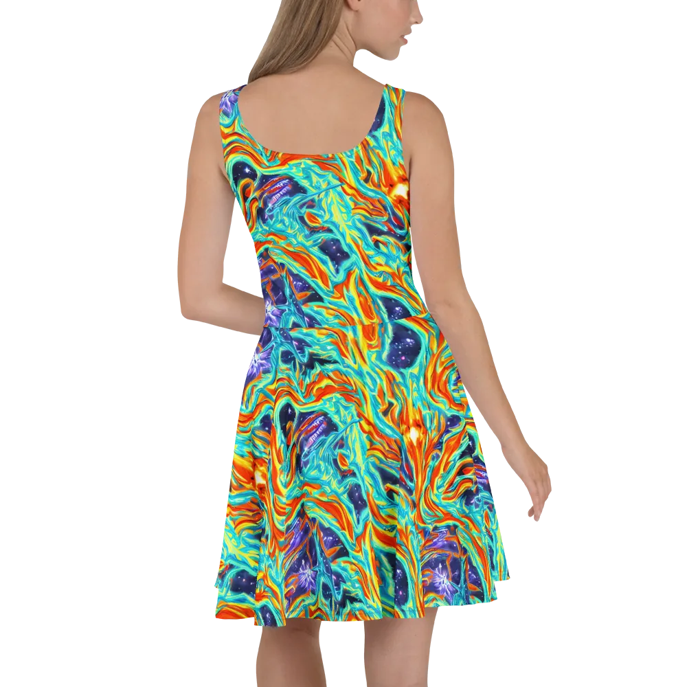 Ultramarine Ember on Skater Dress — Back