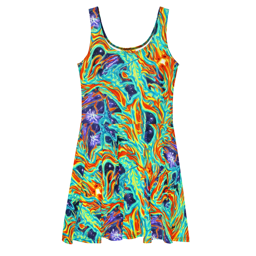 Ultramarine Ember on Skater Dress — Front