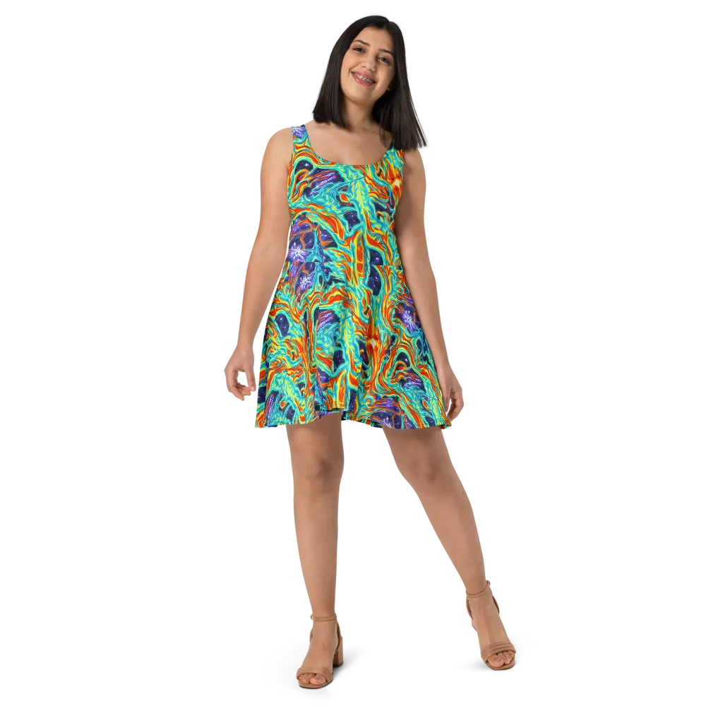 Ultramarine Ember on Skater Dress — Front