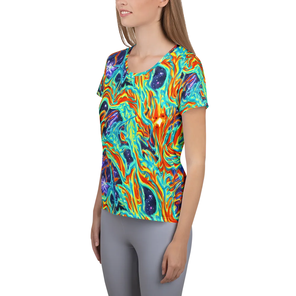 Ultramarine Ember on Women's Athletic T-Shirt — Left