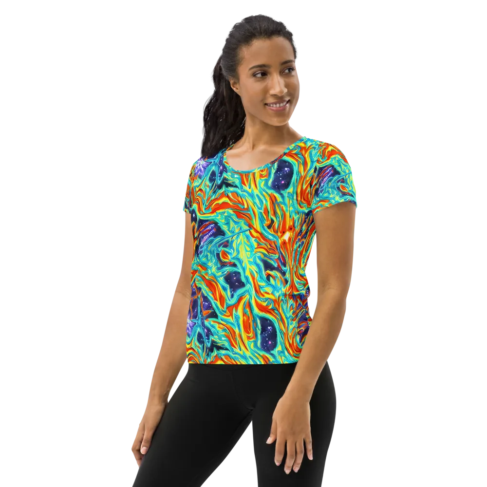 Ultramarine Ember on Women's Athletic T-Shirt — Left