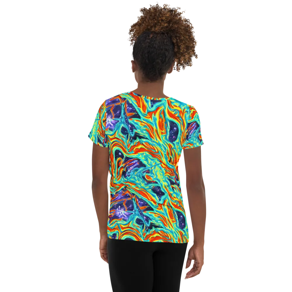 Ultramarine Ember on Women's Athletic T-Shirt — Back