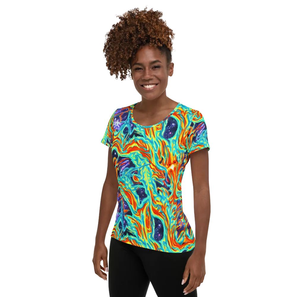 Ultramarine Ember on Women's Athletic T-Shirt — Left