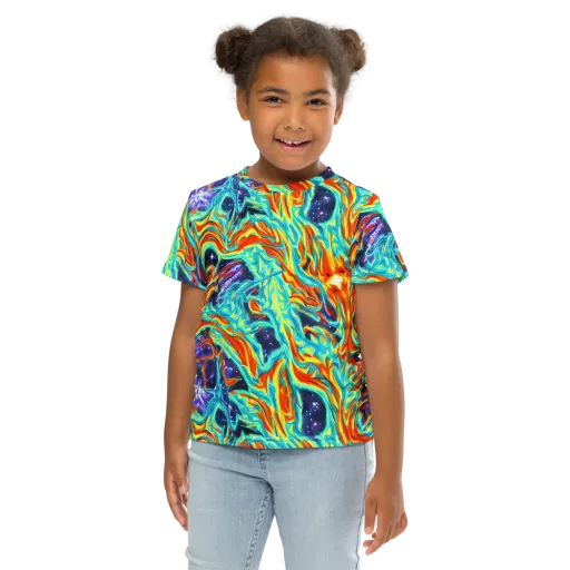 Ultramarine Ember on a Kids Crew Neck T-Shirt