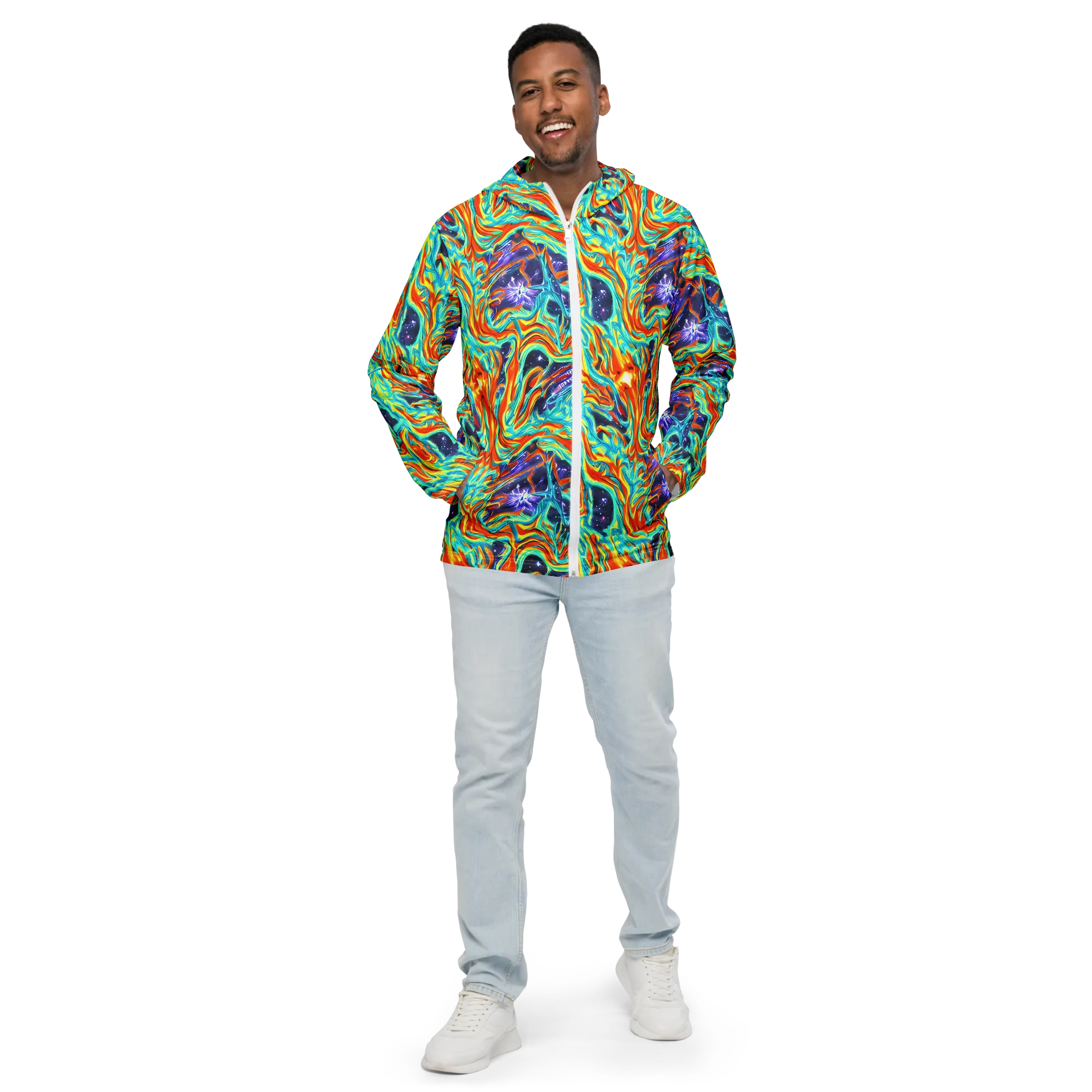 Ultramarine Ember on Men's Windbreaker — Front