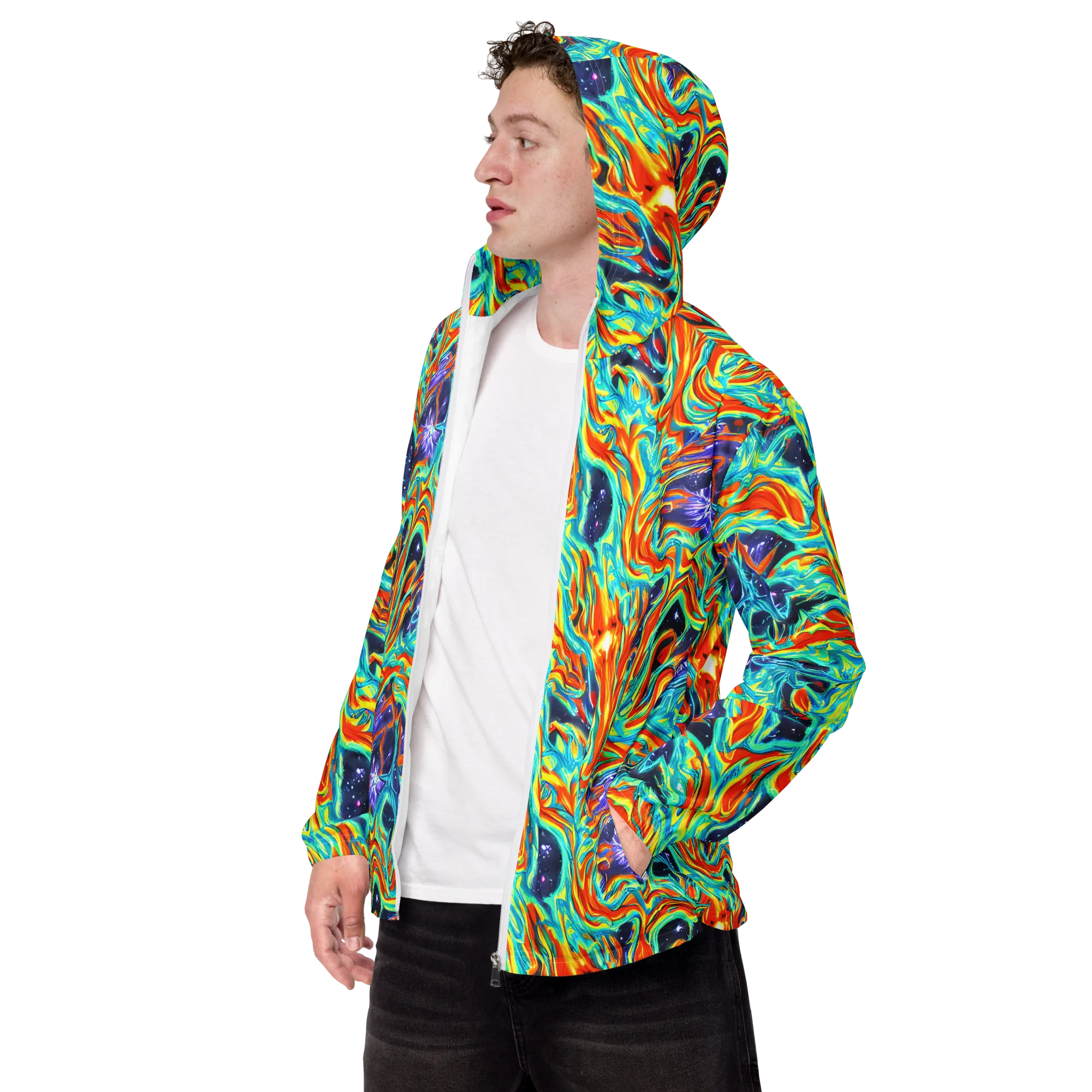 Ultramarine Ember on Men's Windbreaker — Left Front