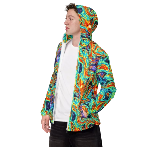Ultramarine Ember on a Men's Windbreaker