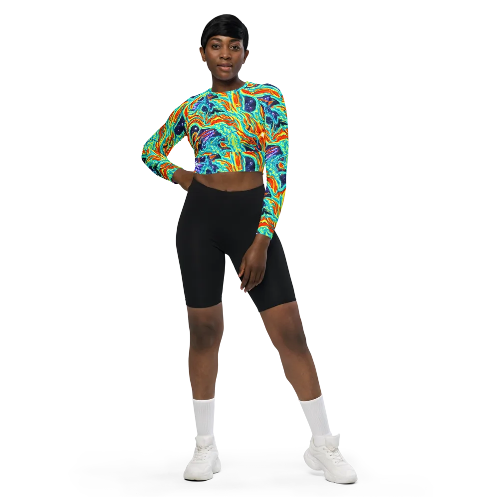 Ultramarine Ember on Long Sleeve Crop Top — Front
