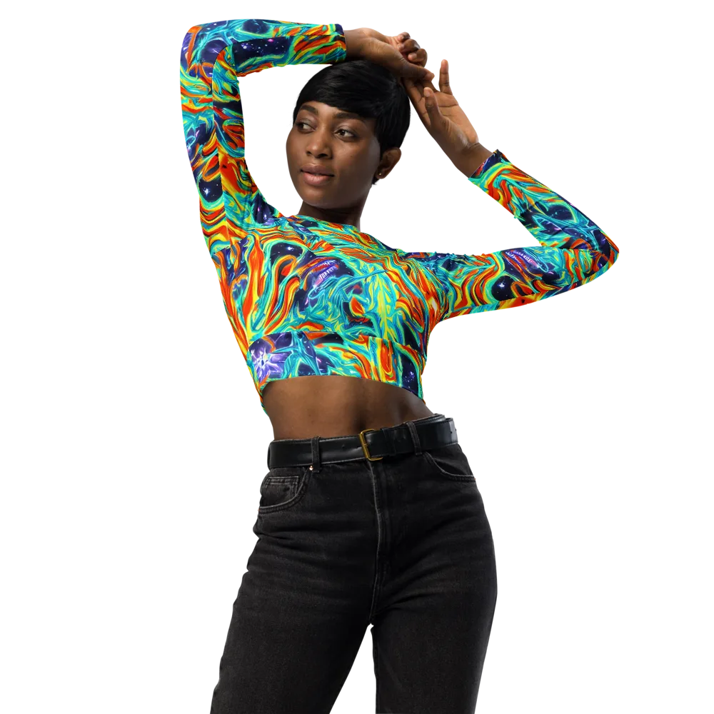 Ultramarine Ember on Long Sleeve Crop Top — Front