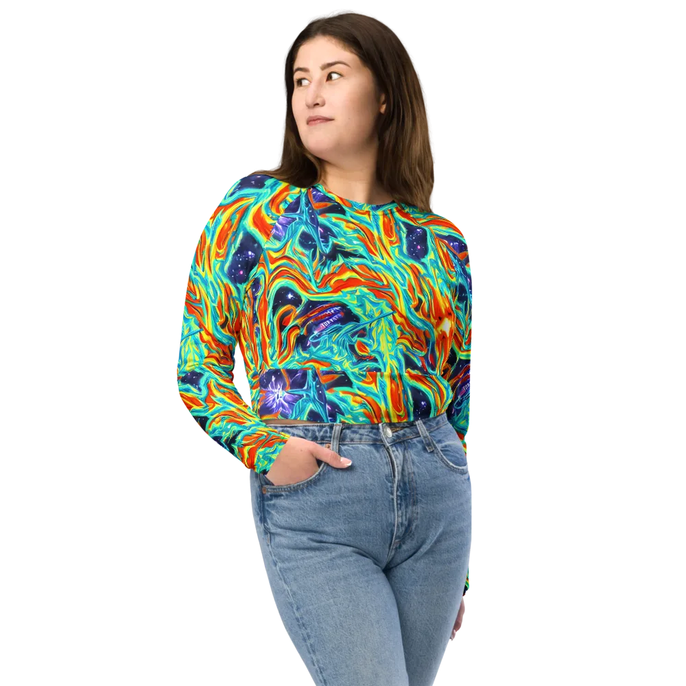 Ultramarine Ember on Long Sleeve Crop Top — Front