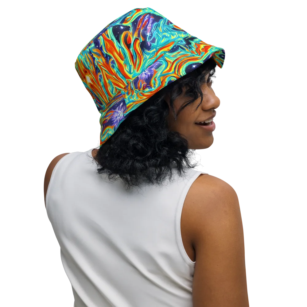Ultramarine Ember on Reversible Bucket Hat — Right Outside