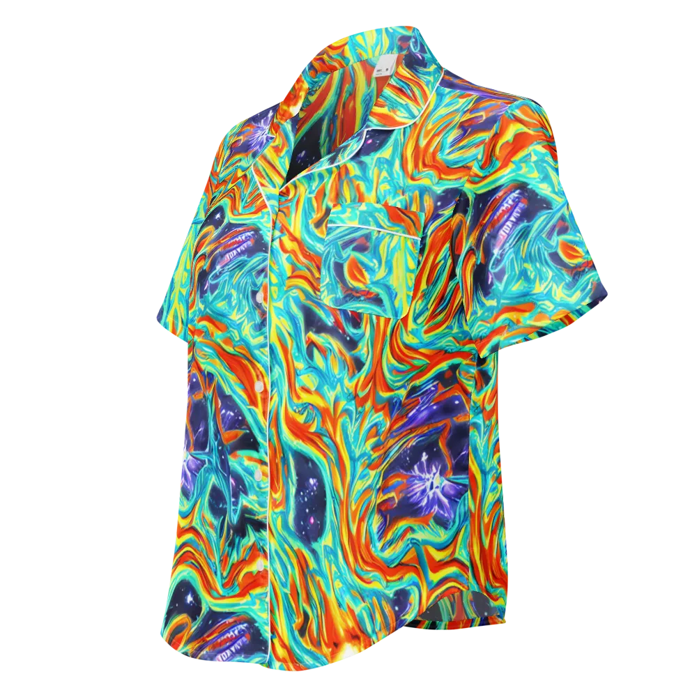 Ultramarine Ember on Women's Short Sleeve Pajama Top — Left Front