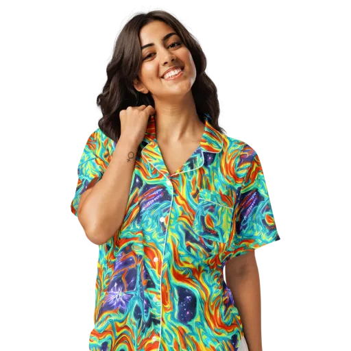 Ultramarine Ember on a Women's Short Sleeve Pajama Top