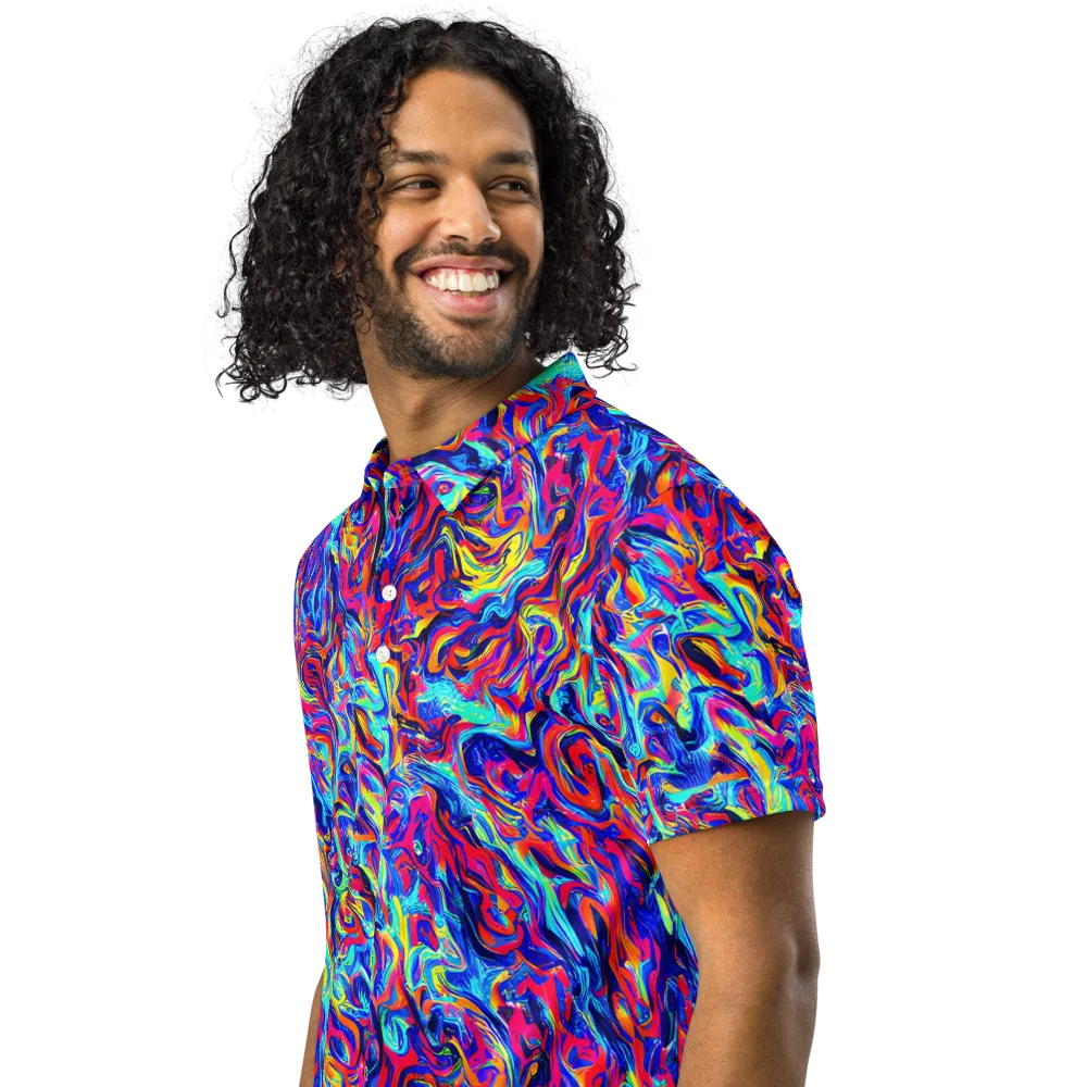 Solar Electric on Men's Slim Fit Polo Shirt — Left Front