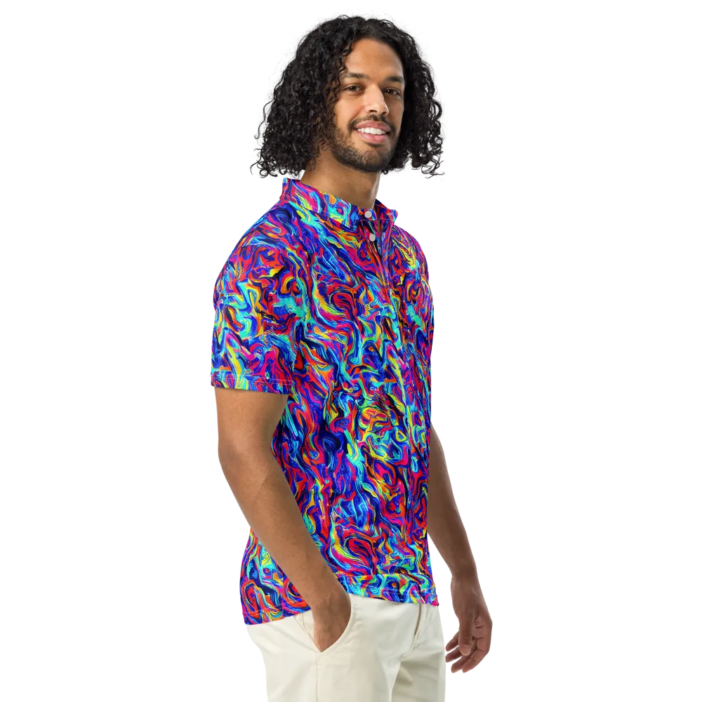 Solar Electric on Men's Slim Fit Polo Shirt — Right Front