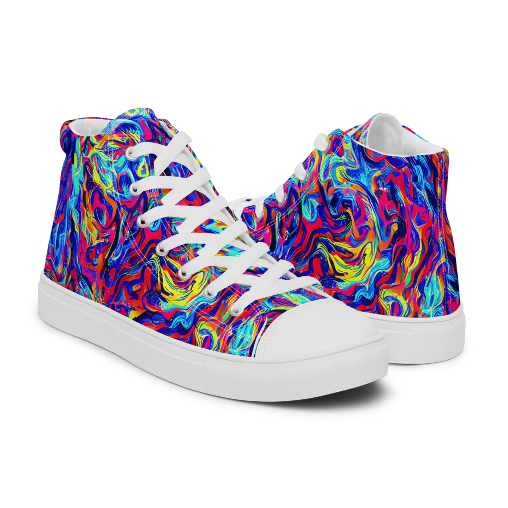 Solar Electric on Men's High Top Canvas Shoes — Right