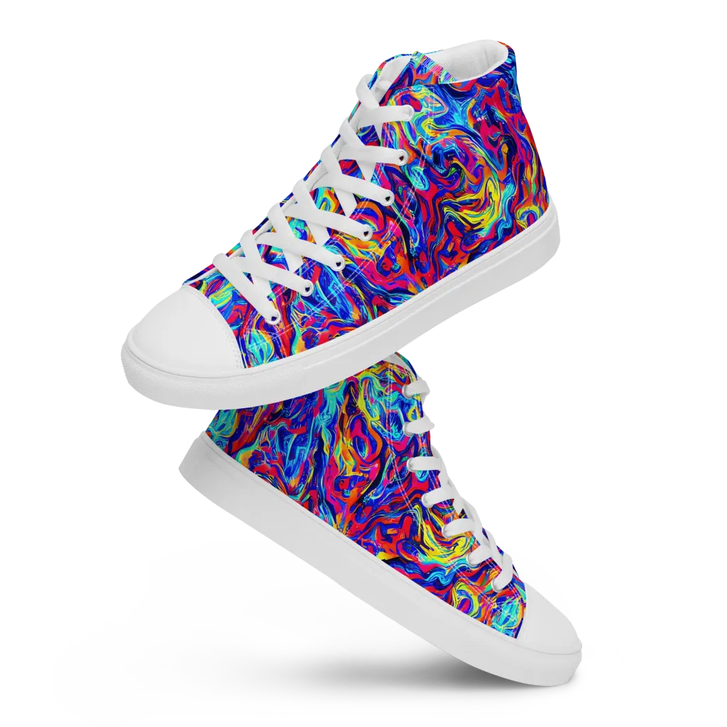 Solar Electric on Men's High Top Canvas Shoes — Front