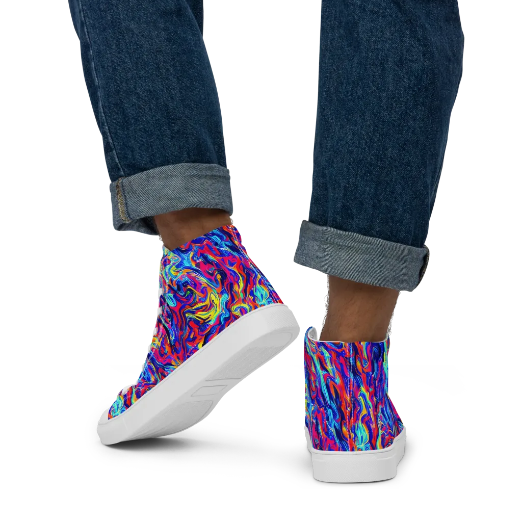 Solar Electric on Men's High Top Canvas Shoes — Back