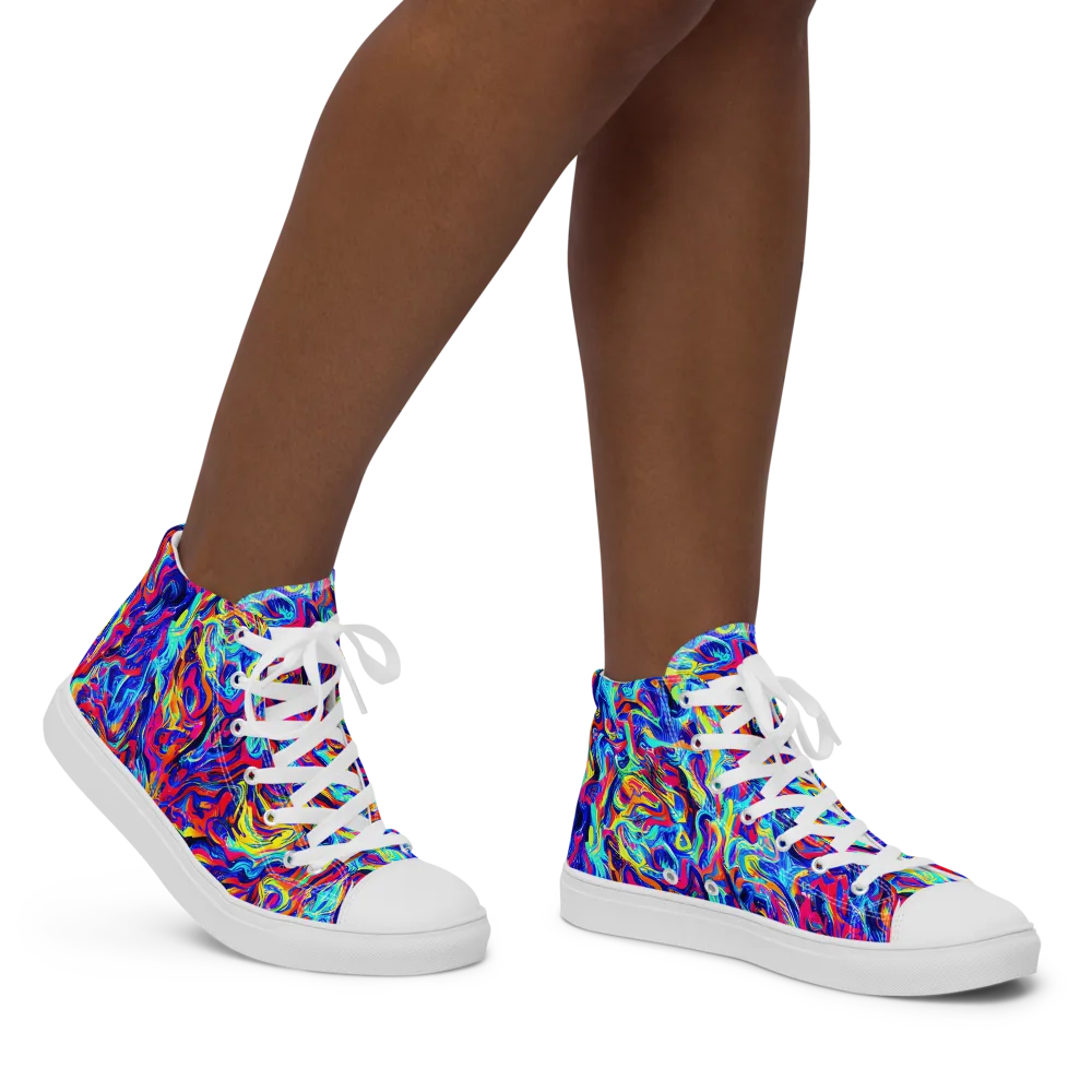 Solar Electric on Women's High Top Canvas Shoes — Right