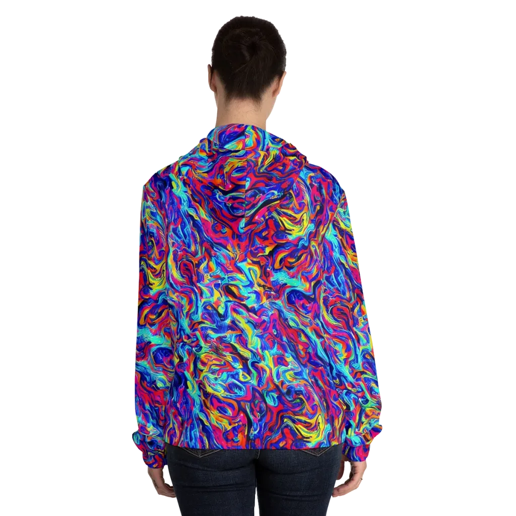 Solar Electric on Women's Full-Zip Hoodie — Back On Person
