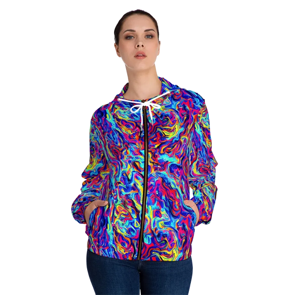 Solar Electric on Women's Full-Zip Hoodie — Front On Person
