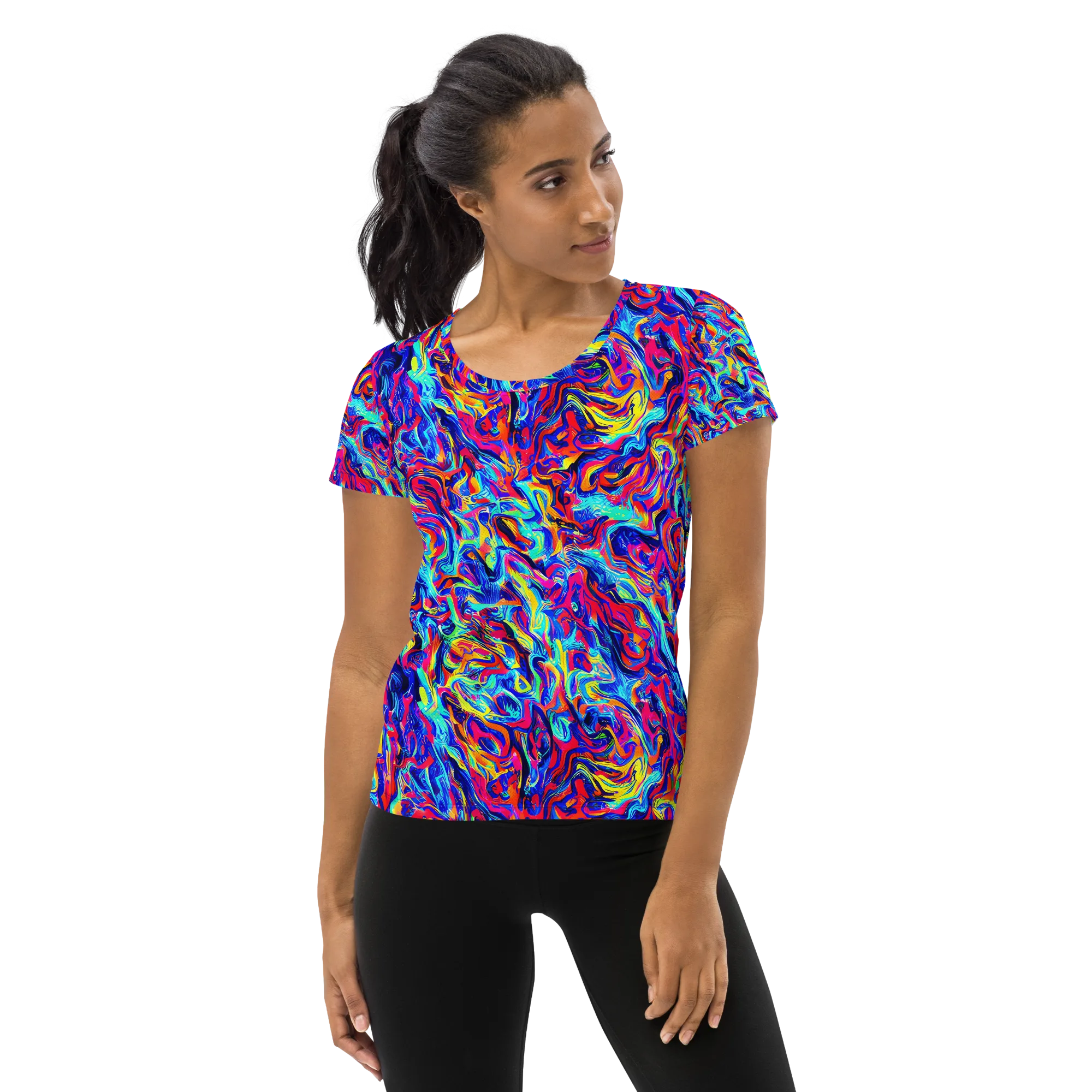 Solar Electric on Women's Athletic T-Shirt — Front
