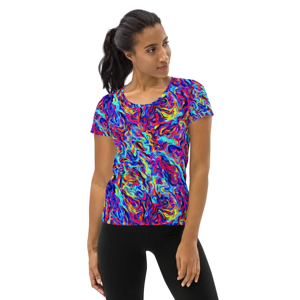Solar Electric on Women's Athletic T-Shirt — Front