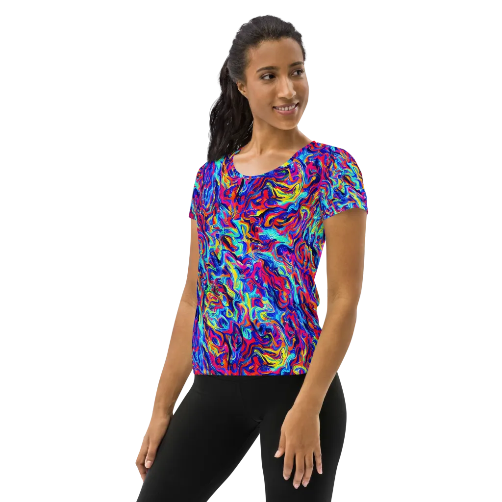 Solar Electric on Women's Athletic T-Shirt — Left