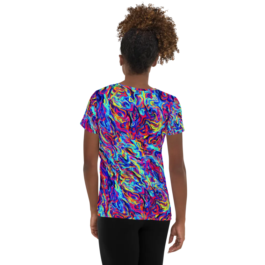Solar Electric on Women's Athletic T-Shirt — Back