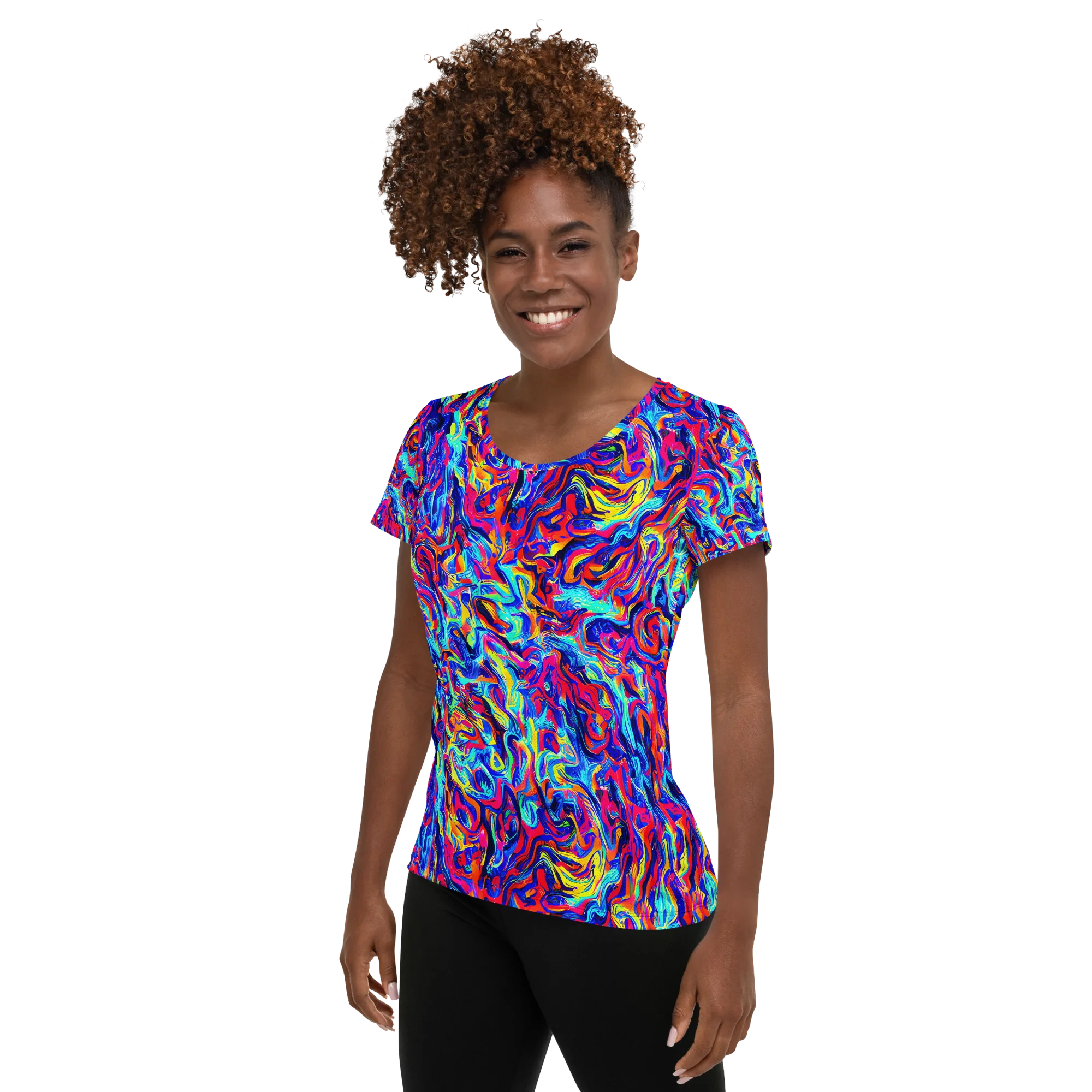 Solar Electric on Women's Athletic T-Shirt — Left