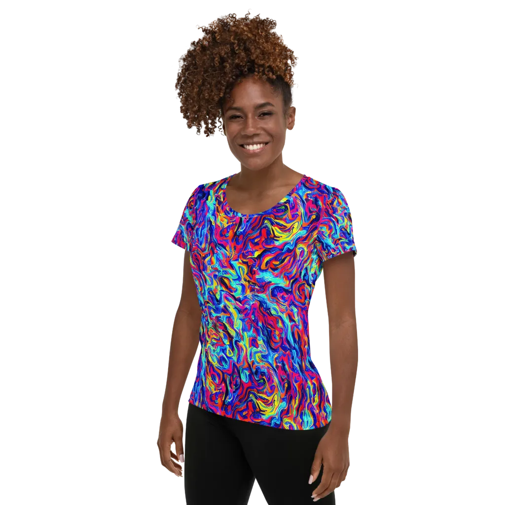 Solar Electric on Women's Athletic T-Shirt — Left