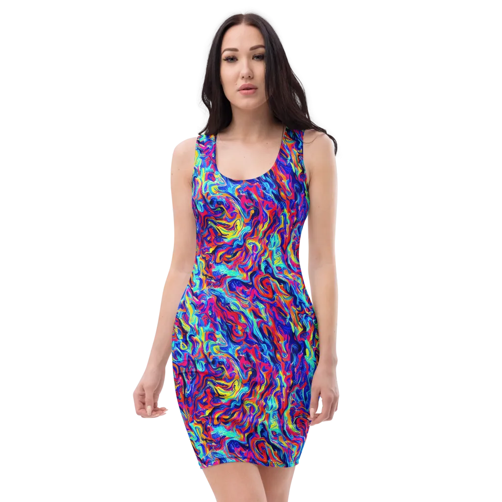 Solar Electric on Bodycon Dress — Front