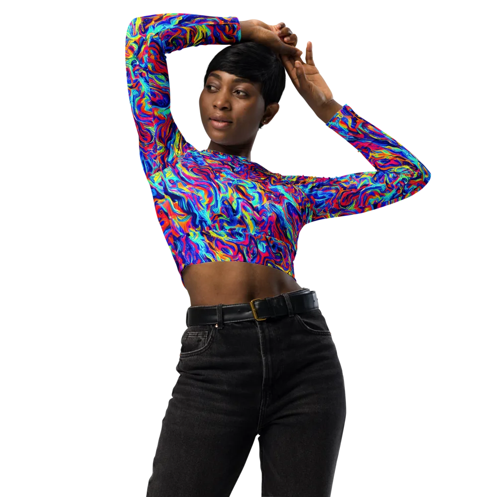 Solar Electric on Long Sleeve Crop Top — Front