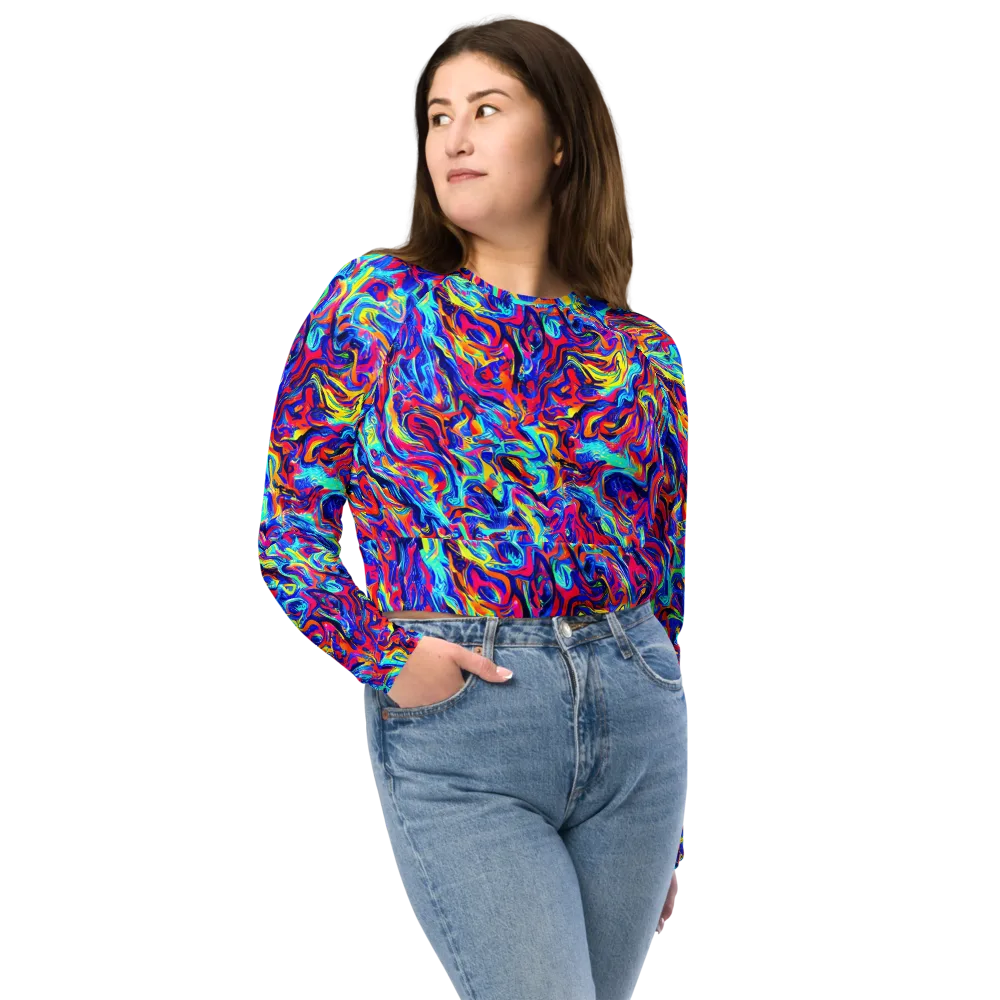 Solar Electric on Long Sleeve Crop Top — Front