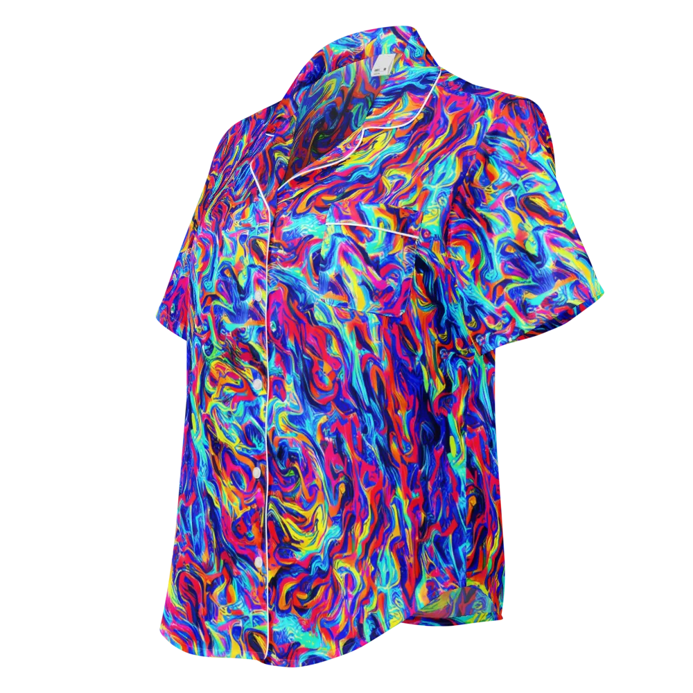 Solar Electric on Women's Short Sleeve Pajama Top — Left Front