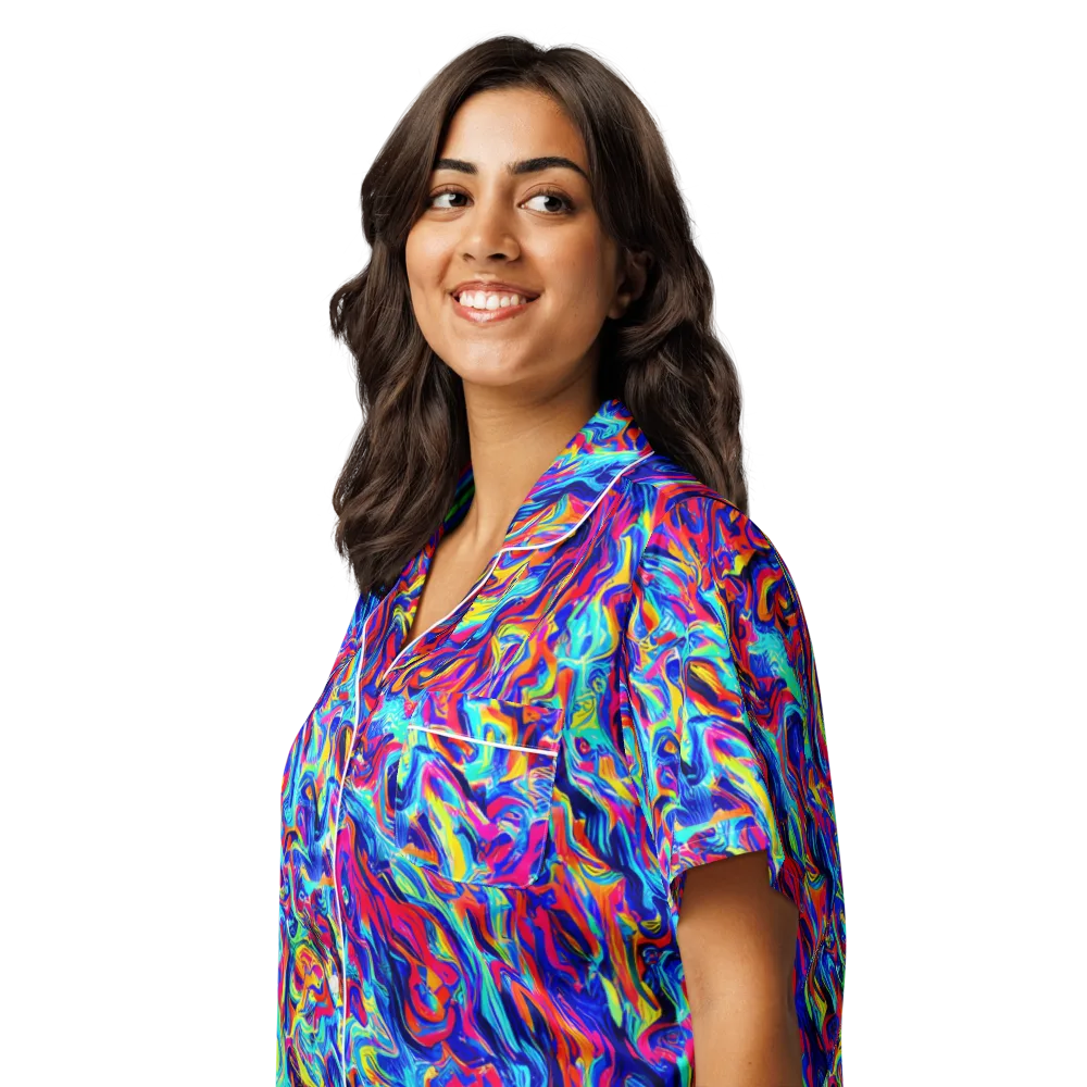Solar Electric on Women's Short Sleeve Pajama Top — Left Front