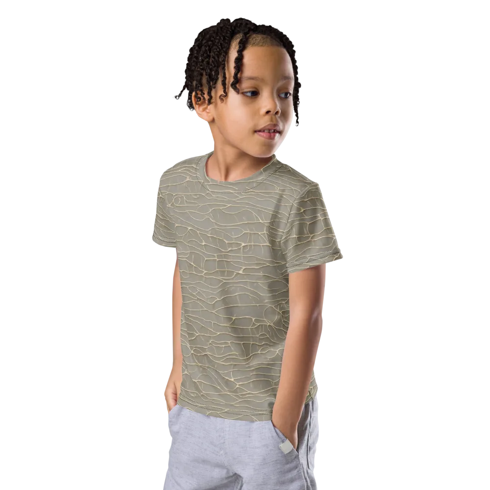 Ivory Vein on Kids Crew Neck T-Shirt — Left Front