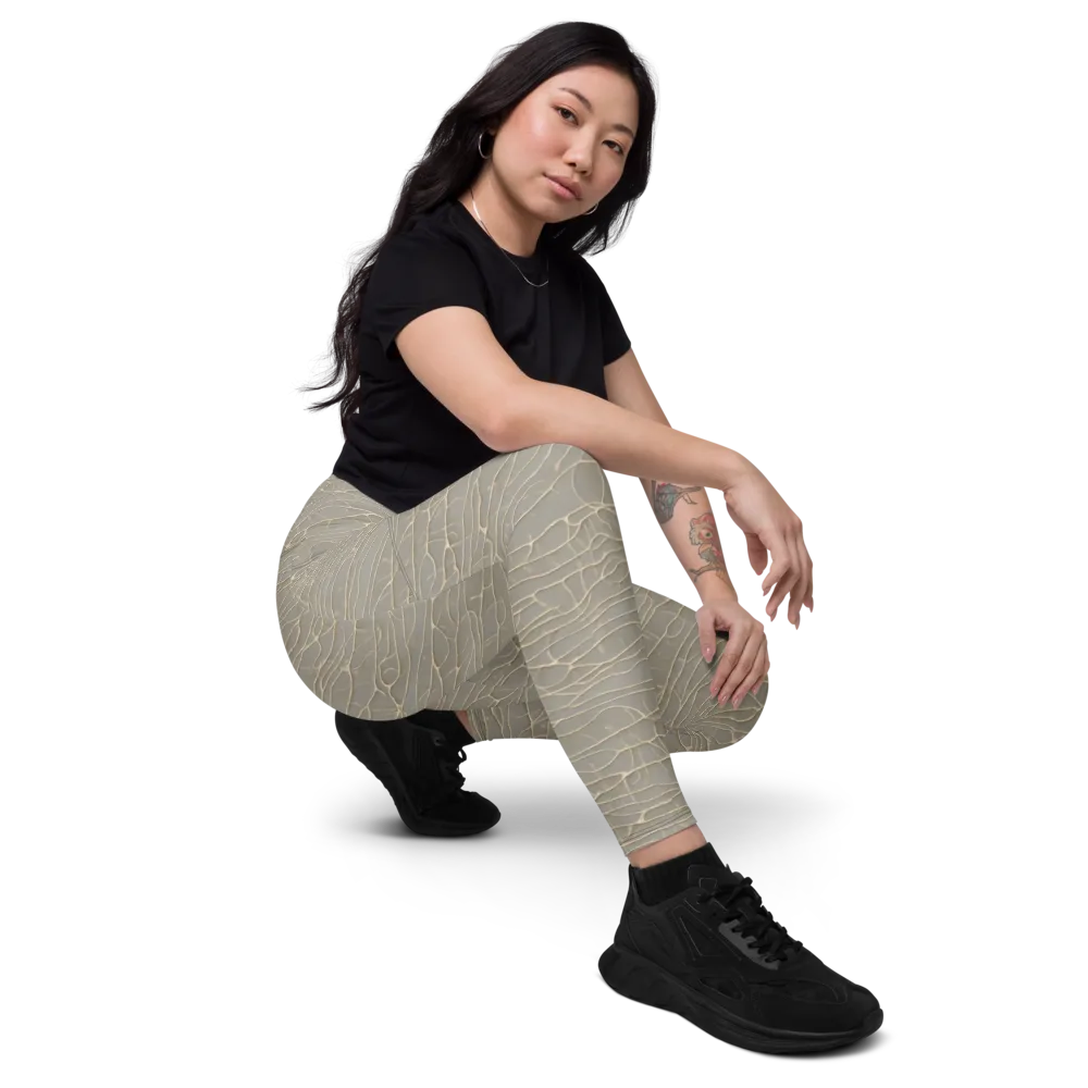 Ivory Vein on Leggings with Pockets — Right Front