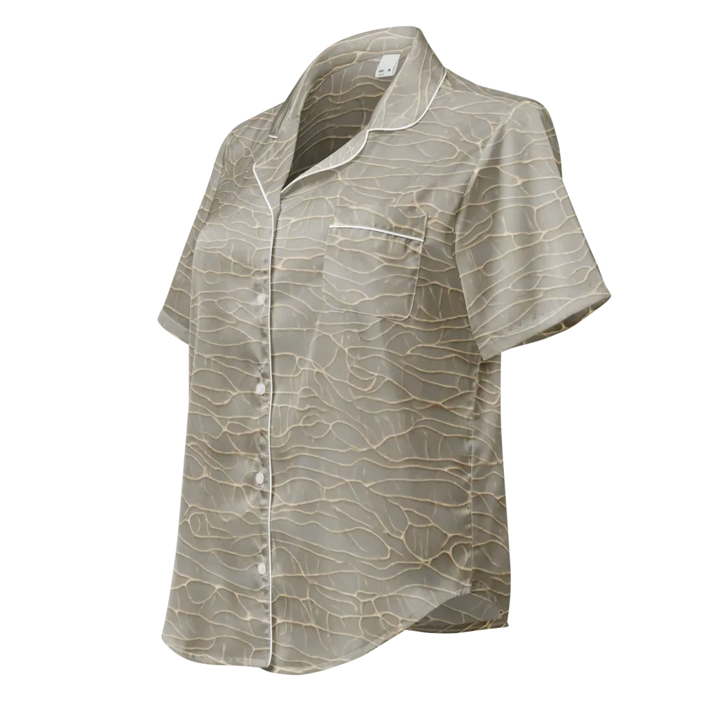 Ivory Vein on Women's Short Sleeve Pajama Top — Left Front