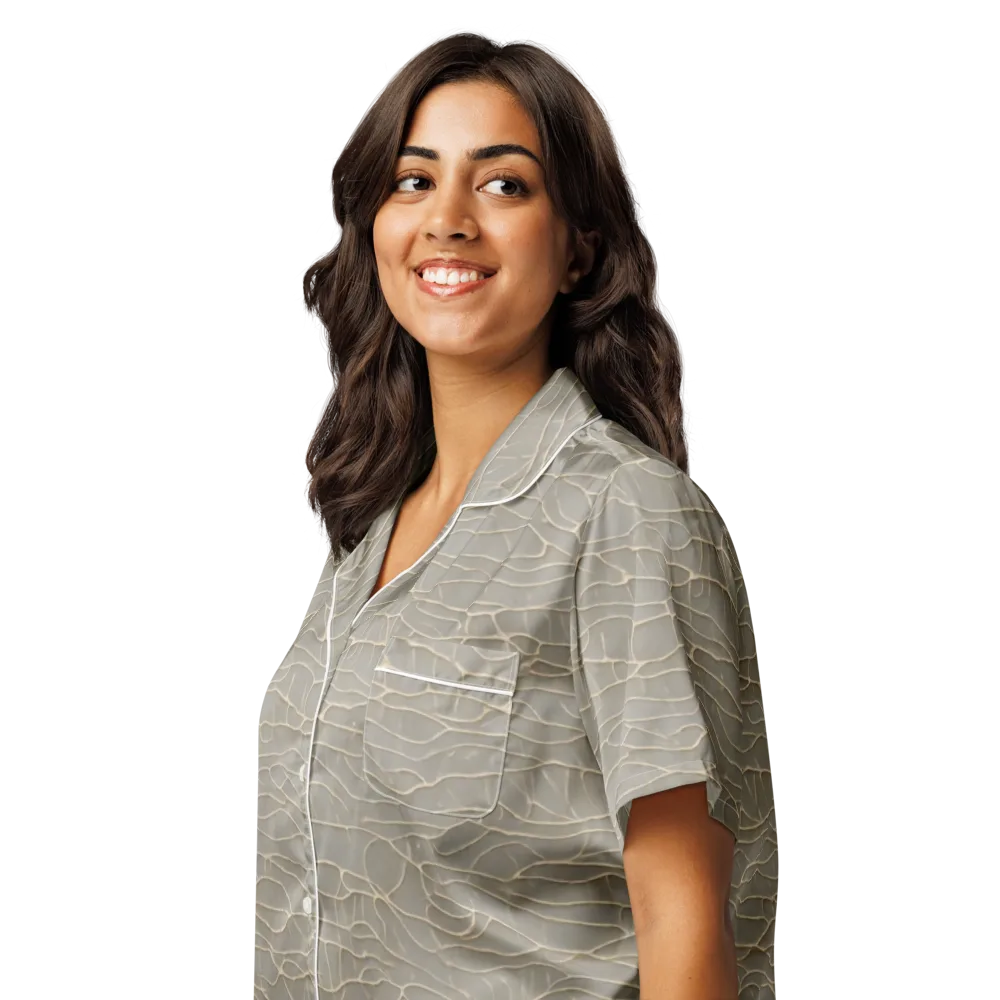 Ivory Vein on Women's Short Sleeve Pajama Top — Left Front