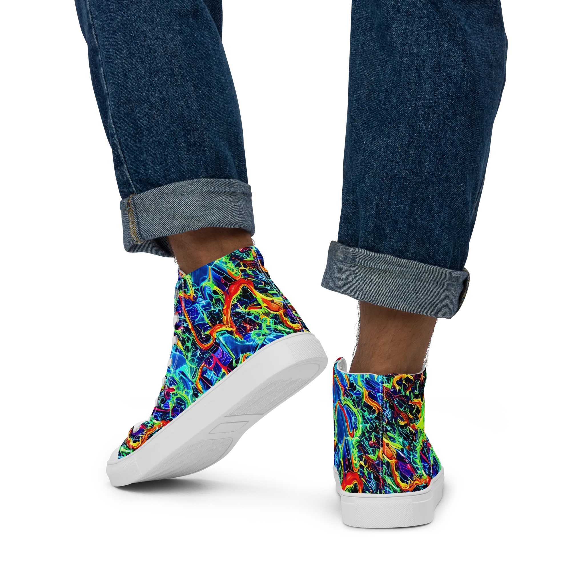 Prismfire on Men's High Top Canvas Shoes — Back