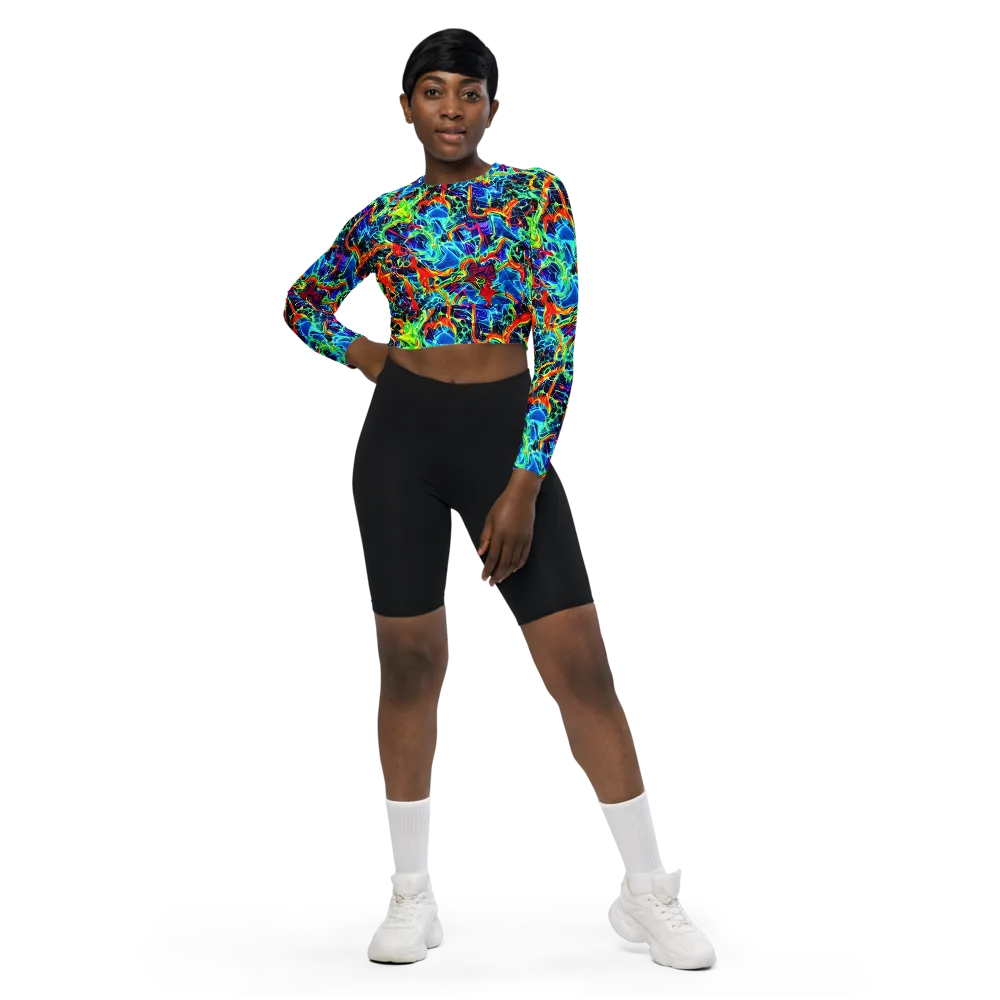 Prismfire on Long Sleeve Crop Top — Front