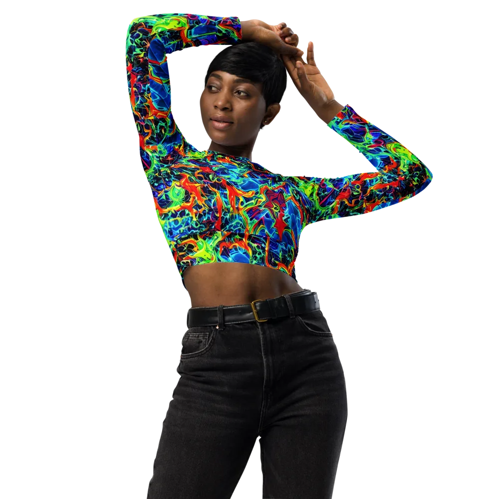 Prismfire on Long Sleeve Crop Top — Front